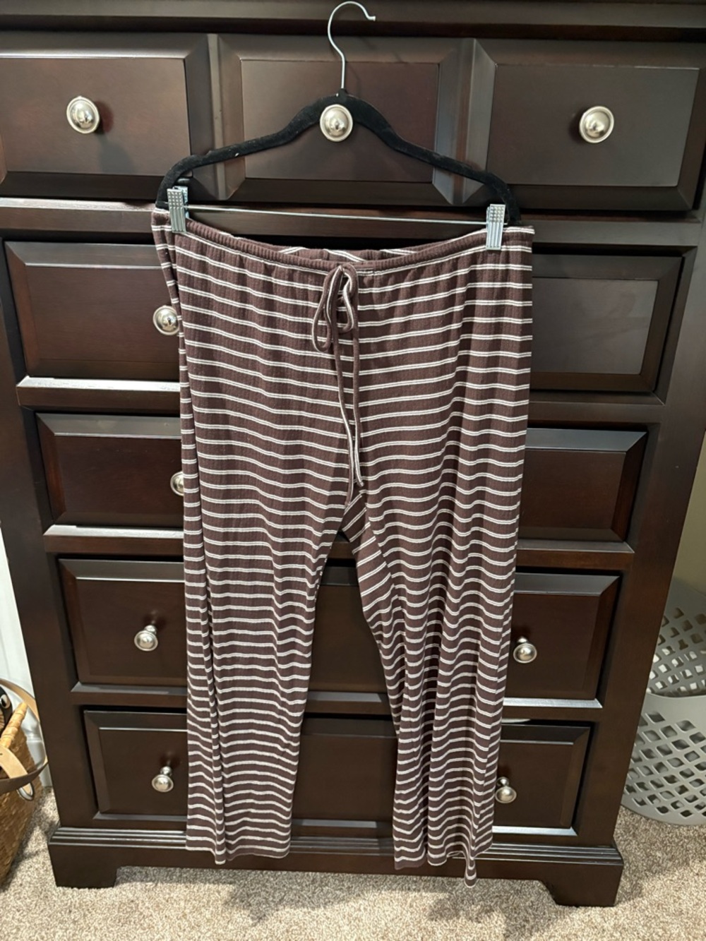 H&M Brown and Cream Striped Wide Leg Pants